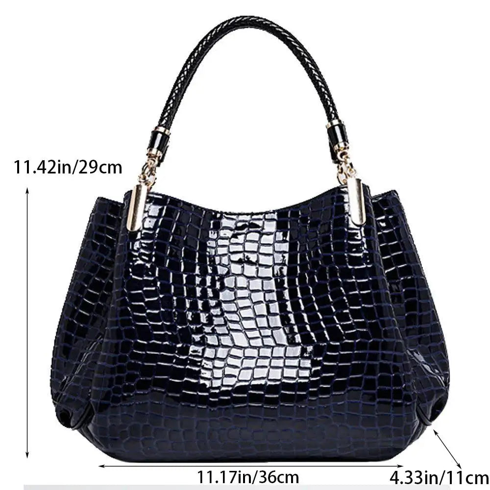 Women’s Large Capacity Crocodile Print Tote – Shoulder & Shopping Handbag