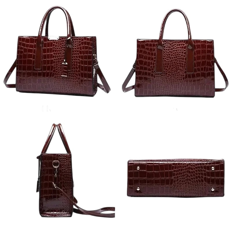 Luxury Vintage Crocodile Leather Tote Bag for Women