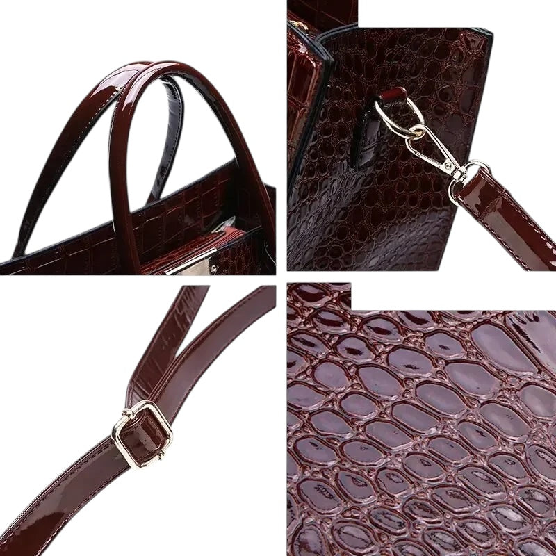 Luxury Vintage Crocodile Leather Tote Bag for Women