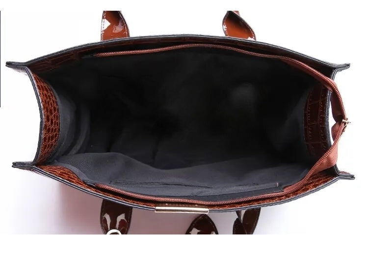 Luxury Vintage Crocodile Leather Tote Bag for Women