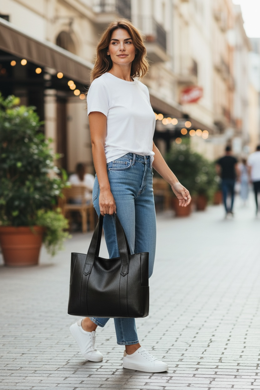 Vintage Large Capacity Vegan Leather Tote Bag for Women