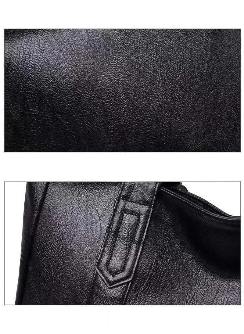 Vintage Large Capacity Vegan Leather Tote Bag for Women