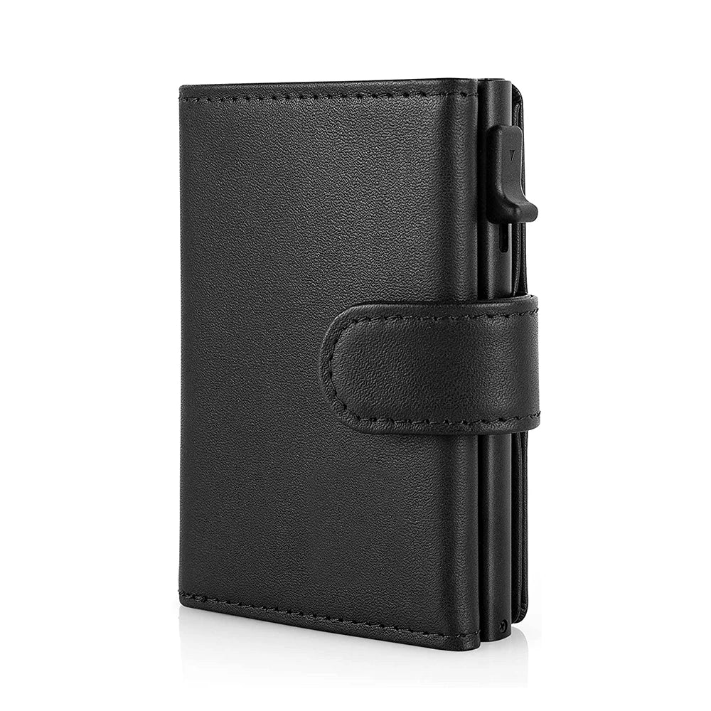 Men’s Genuine Leather RFID Blocking Pop-Up Card Holder Wallet