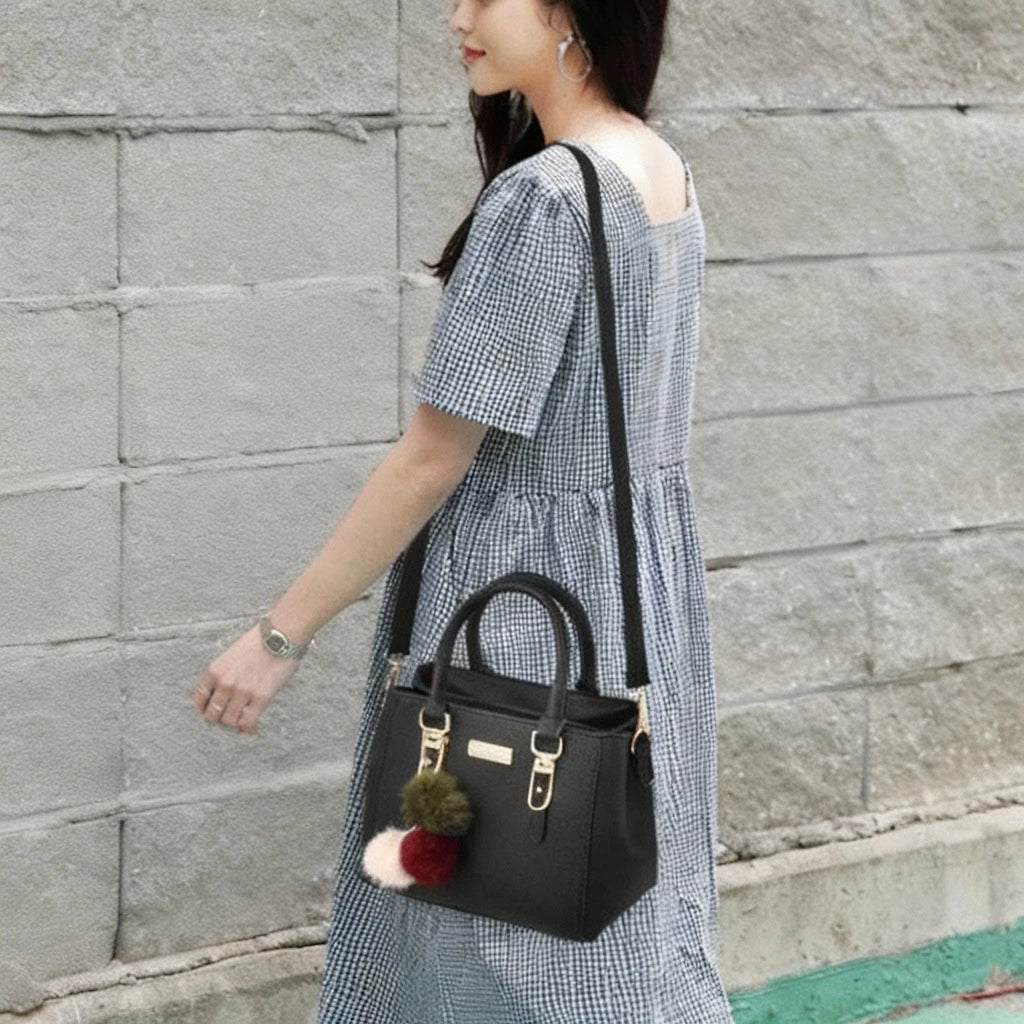 Women’s Beaded Pendant Handbag – Embossed Shoulder & Messenger Bag