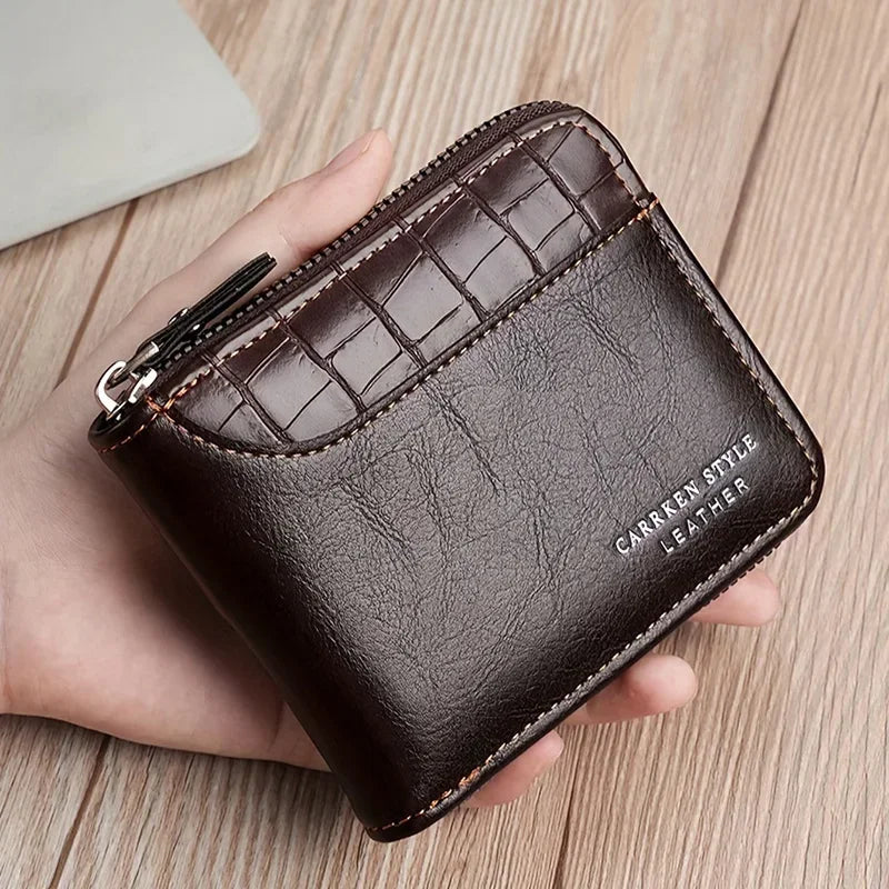 Men’s Luxury Safe Travel Wallet with Zipper, Card Holder & Coin Pocket