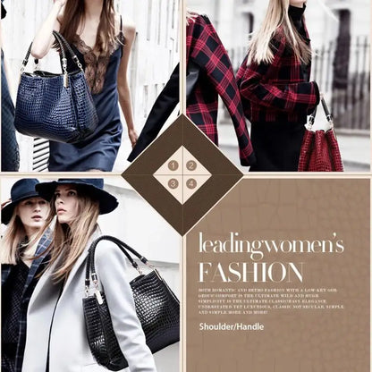 Women’s Large Capacity Crocodile Print Tote – Shoulder & Shopping Handbag