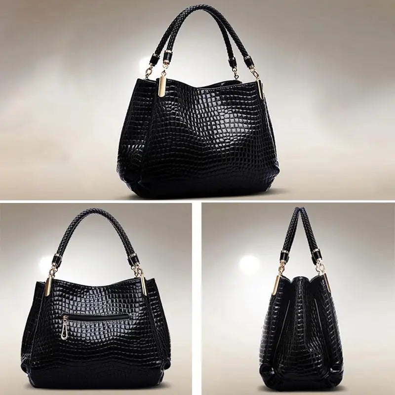 Women’s Large Capacity Crocodile Print Tote – Shoulder & Shopping Handbag