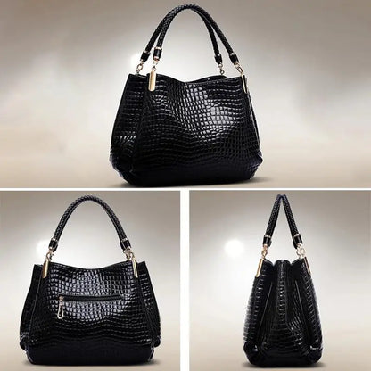 Women’s Large Capacity Crocodile Print Tote – Shoulder & Shopping Handbag