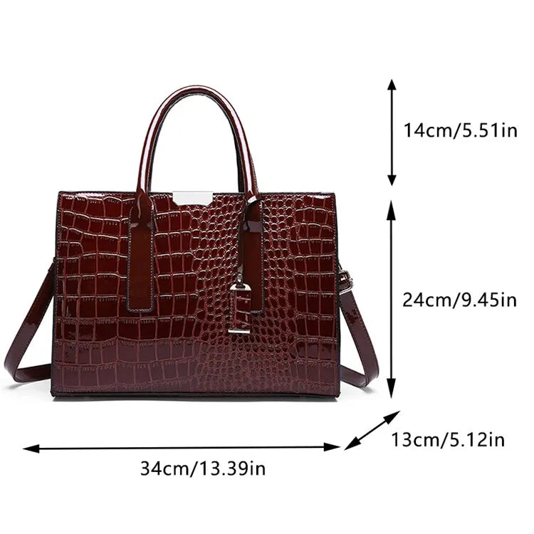 Luxury Vintage Crocodile Leather Tote Bag for Women