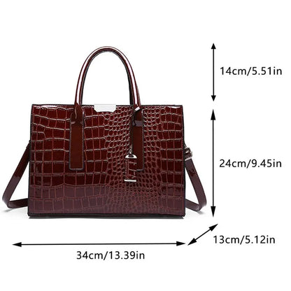 Luxury Vintage Crocodile Leather Tote Bag for Women
