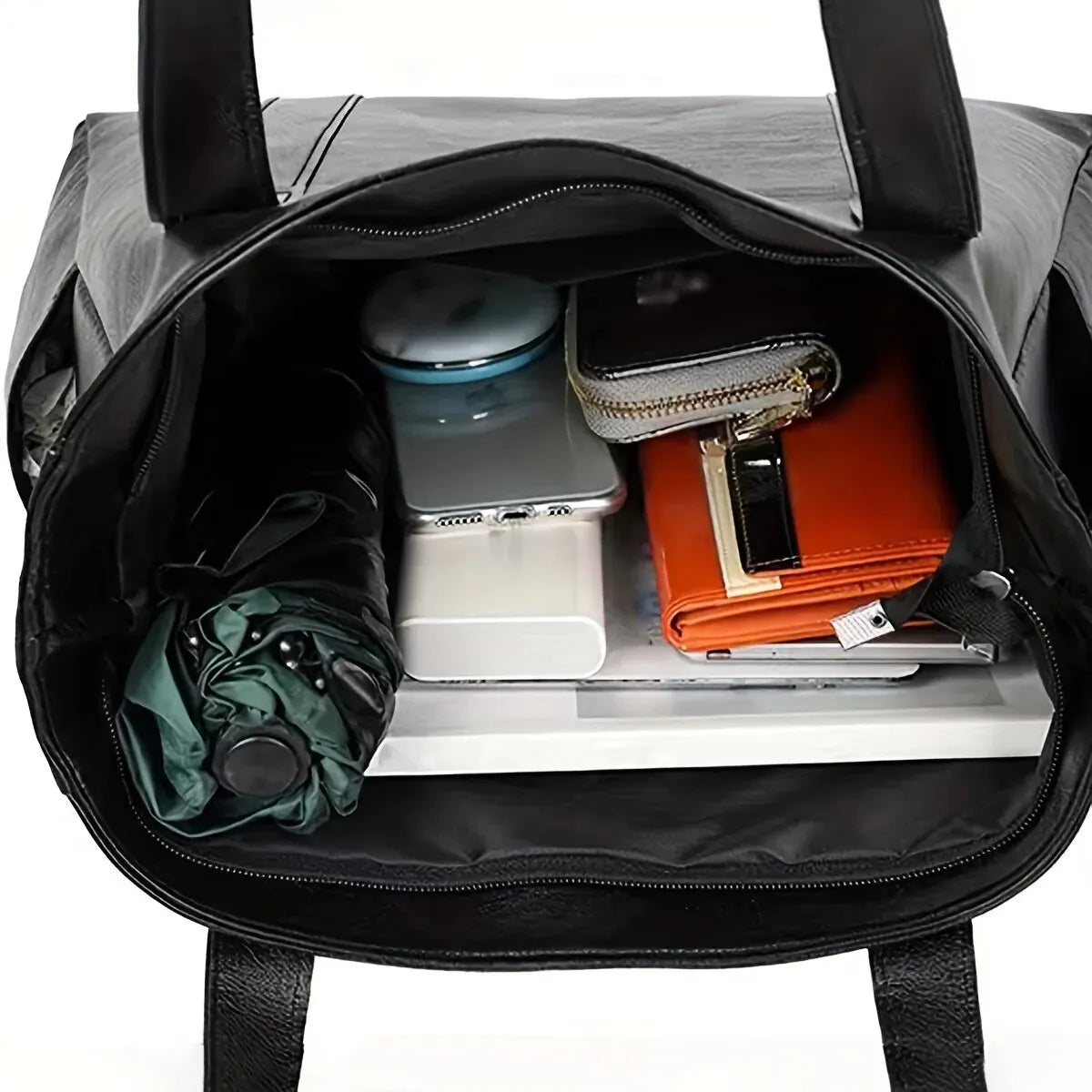 Vintage Large Capacity Vegan Leather Tote Bag for Women