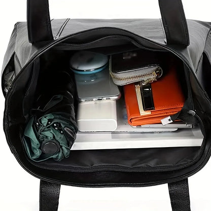 Vintage Large Capacity Vegan Leather Tote Bag for Women