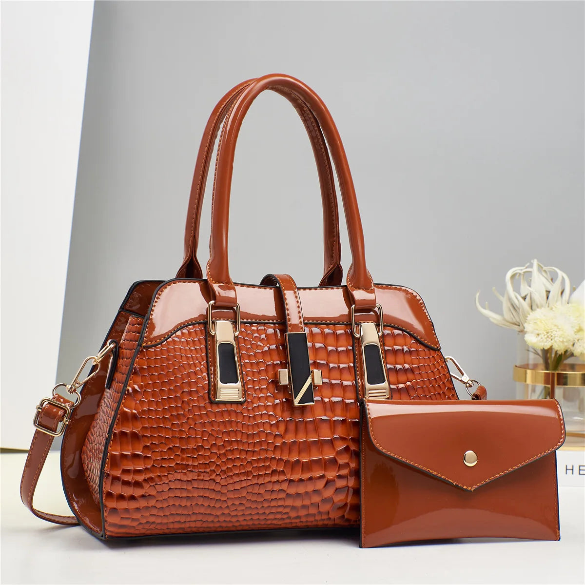 Women’s Luxury Crocodile Pattern Tote Bag