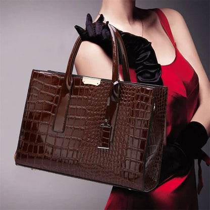 Luxury Vintage Crocodile Leather Tote Bag for Women