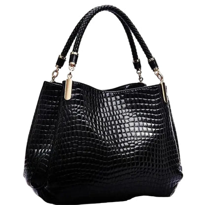Women’s Large Capacity Crocodile Print Tote – Shoulder & Shopping Handbag