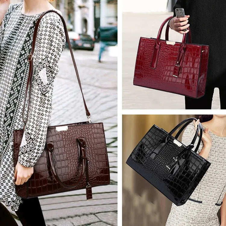 Luxury Vintage Crocodile Leather Tote Bag for Women