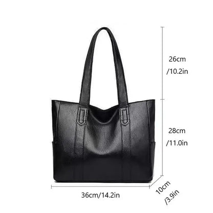 Vintage Large Capacity Vegan Leather Tote Bag for Women