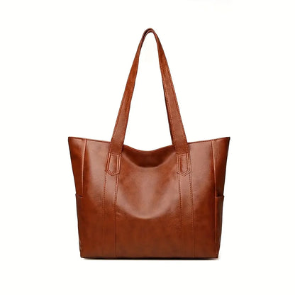 Vintage Large Capacity Vegan Leather Tote Bag for Women
